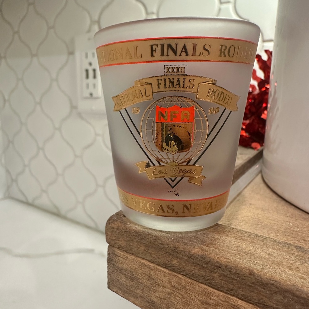 National Finals Rodeo Las Vegas Shot Glass 1990